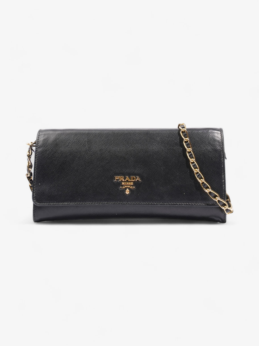 Prada Chain Wallet Black Saffiano Leather Image 1