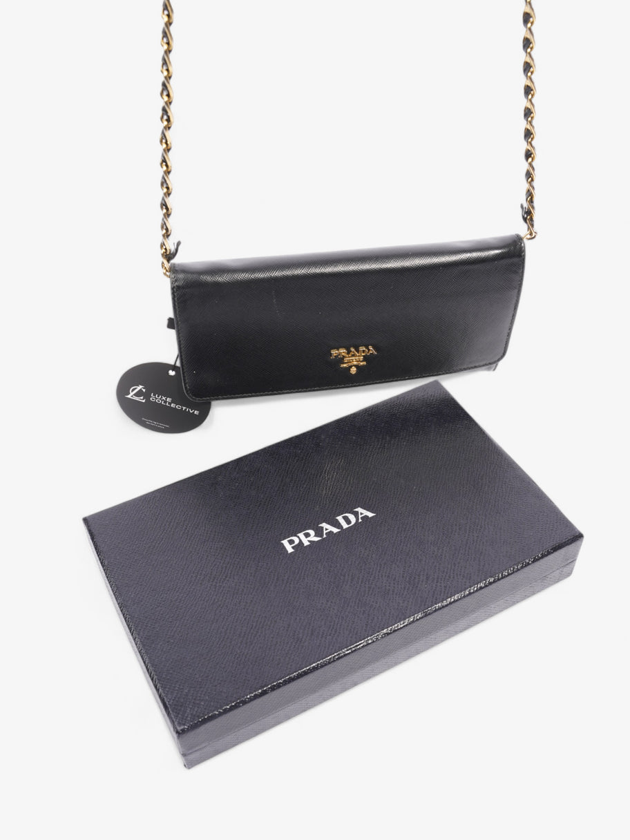 Prada Chain Wallet Black Saffiano Leather Image 11