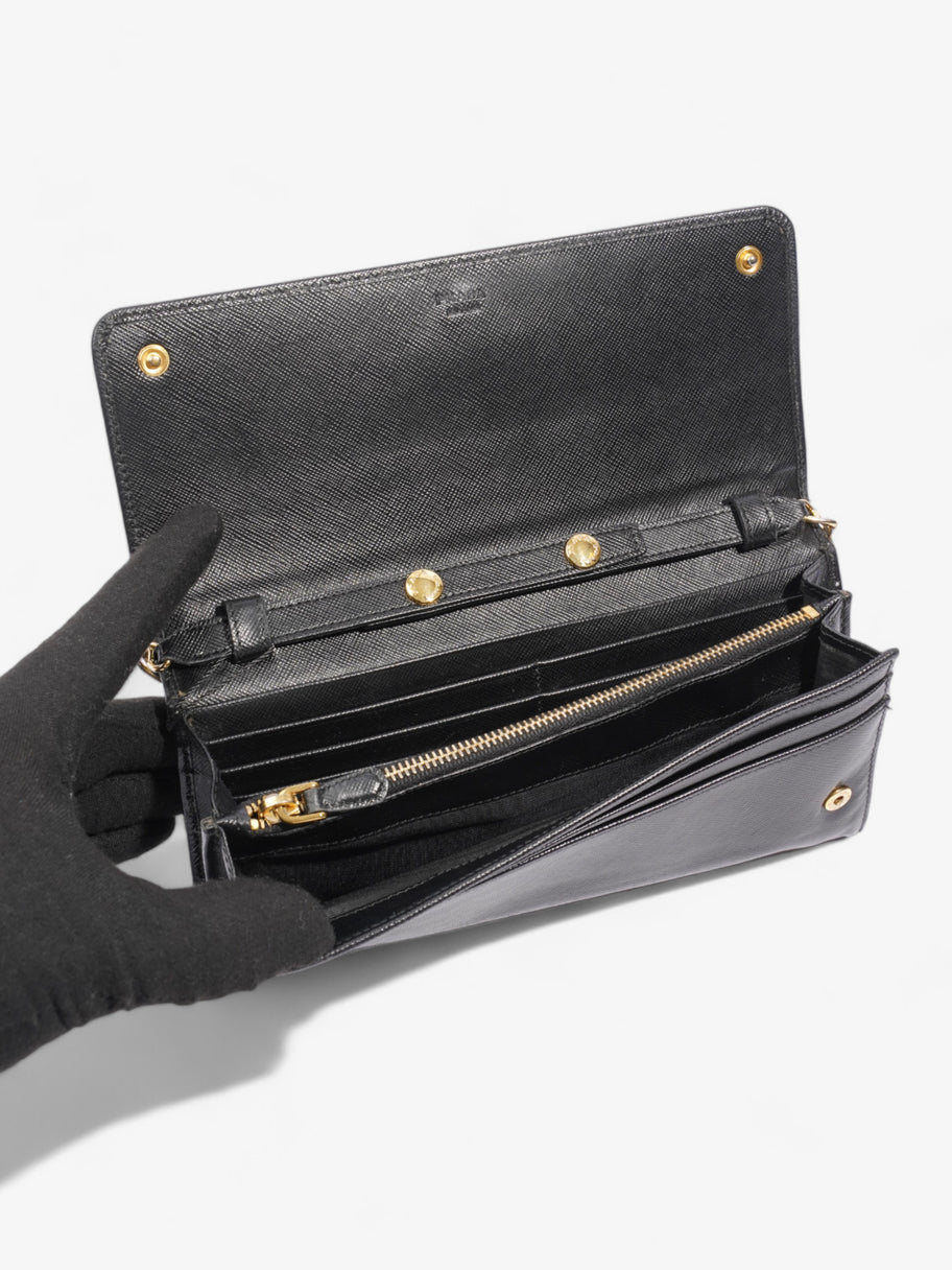 Prada Chain Wallet Black Saffiano Leather Image 7