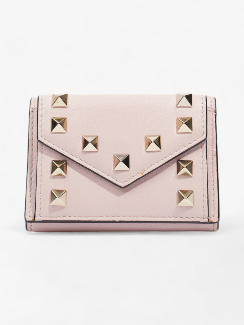  Valentino Rockstud Compact Wallet Pink / Gold Leather