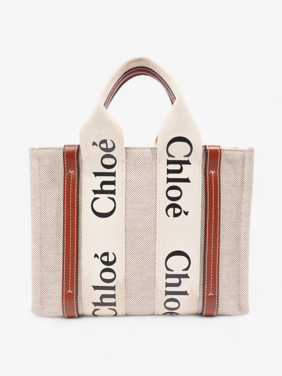 Chloe Woody Tote Beige Cotton Small Image 4