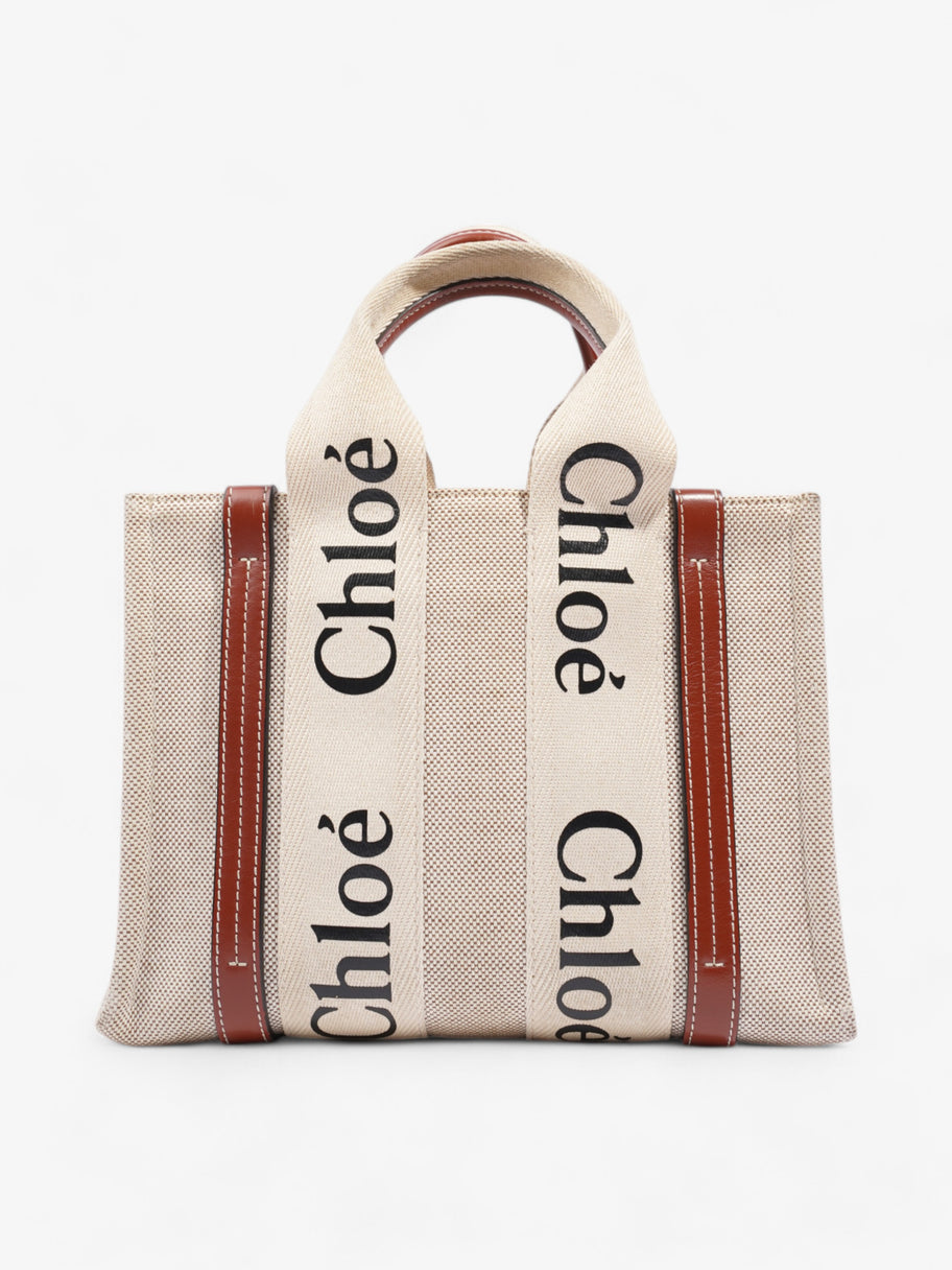 Chloe Woody Tote Beige / Brown Canvas Small Image 1