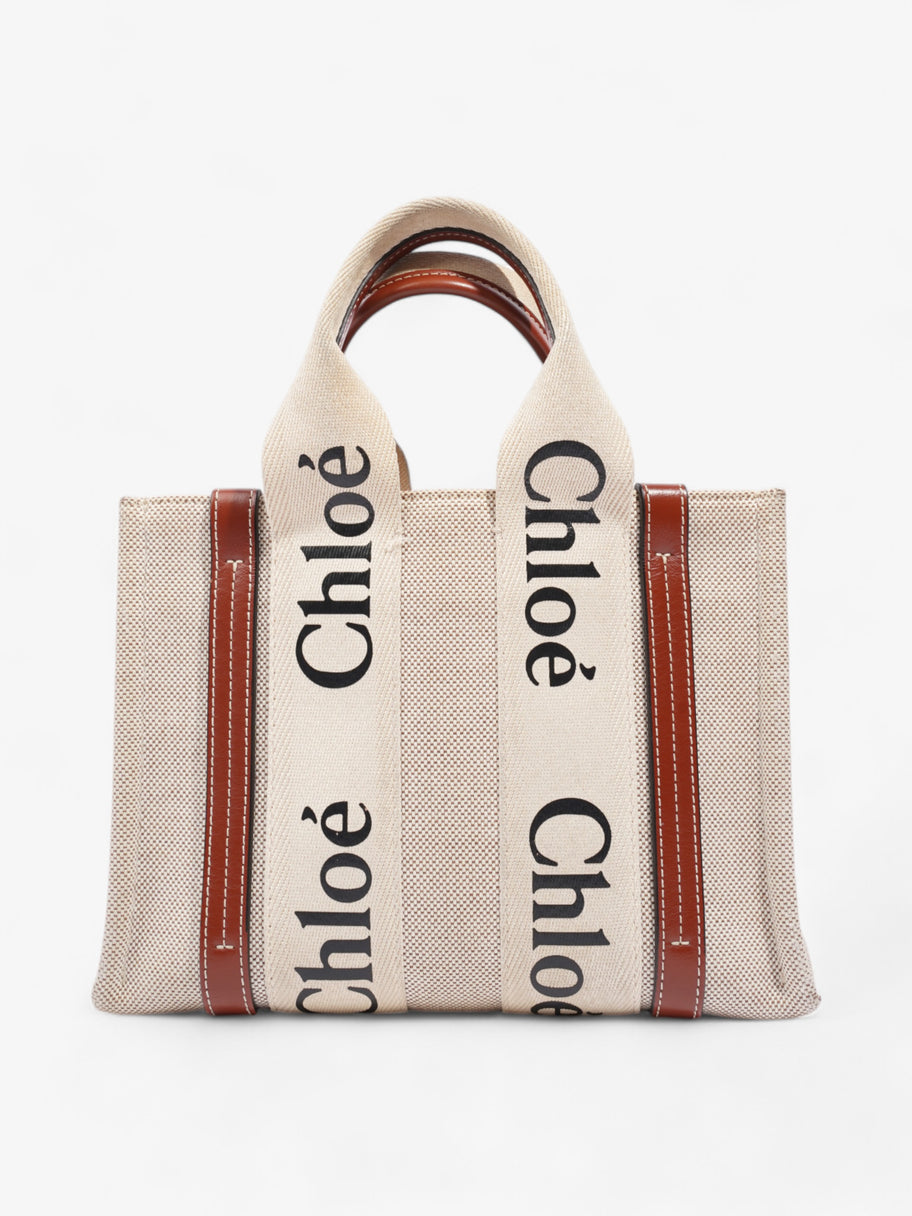 Chloe Woody Tote Beige / Brown Canvas Small Image 4