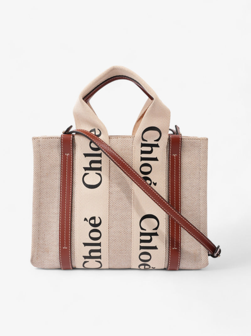  Chloe Woody Tote Beige / Brown Cotton Small