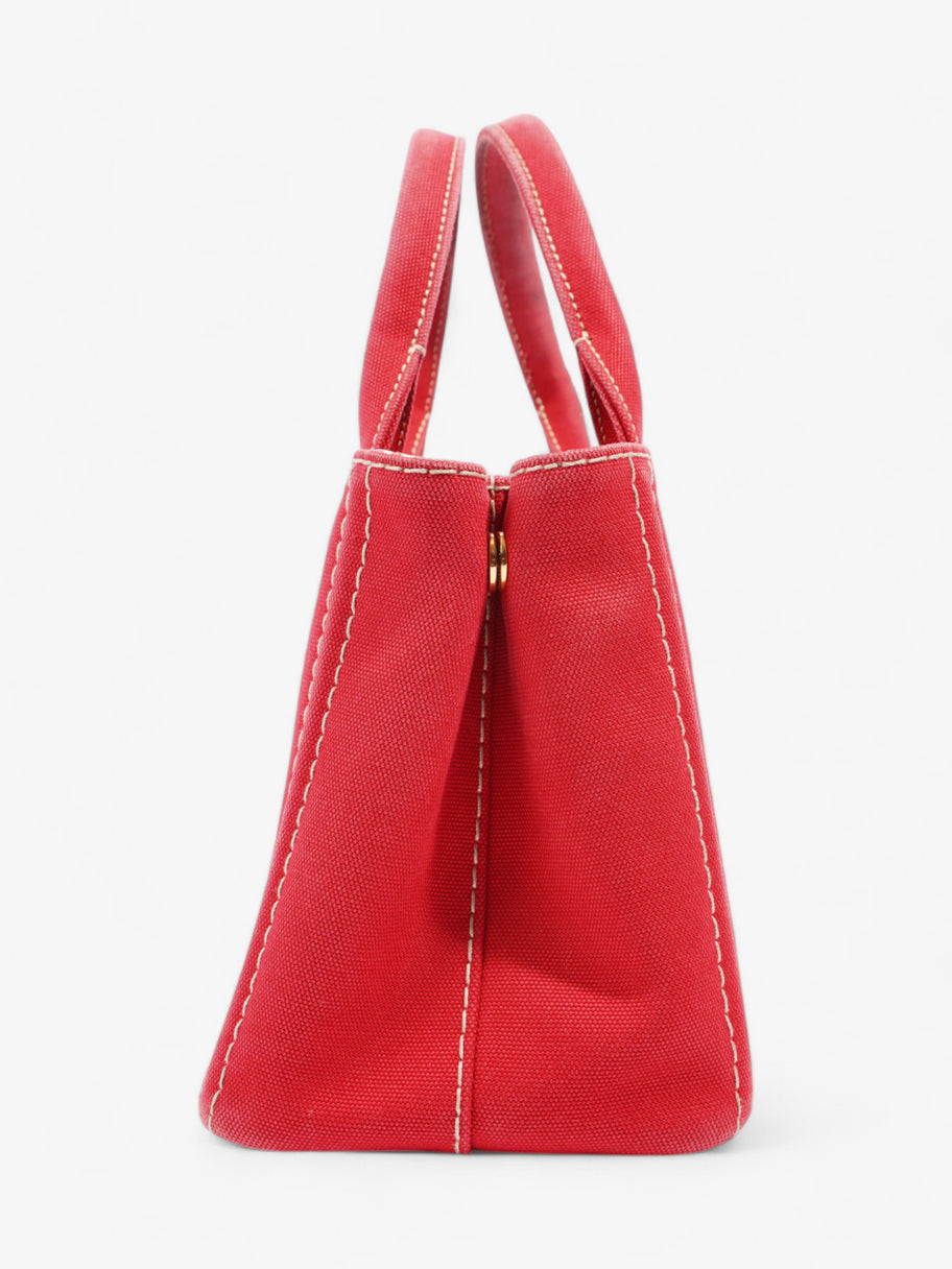 Prada Canapa 2 Way Handbag Red Cotton Image 3