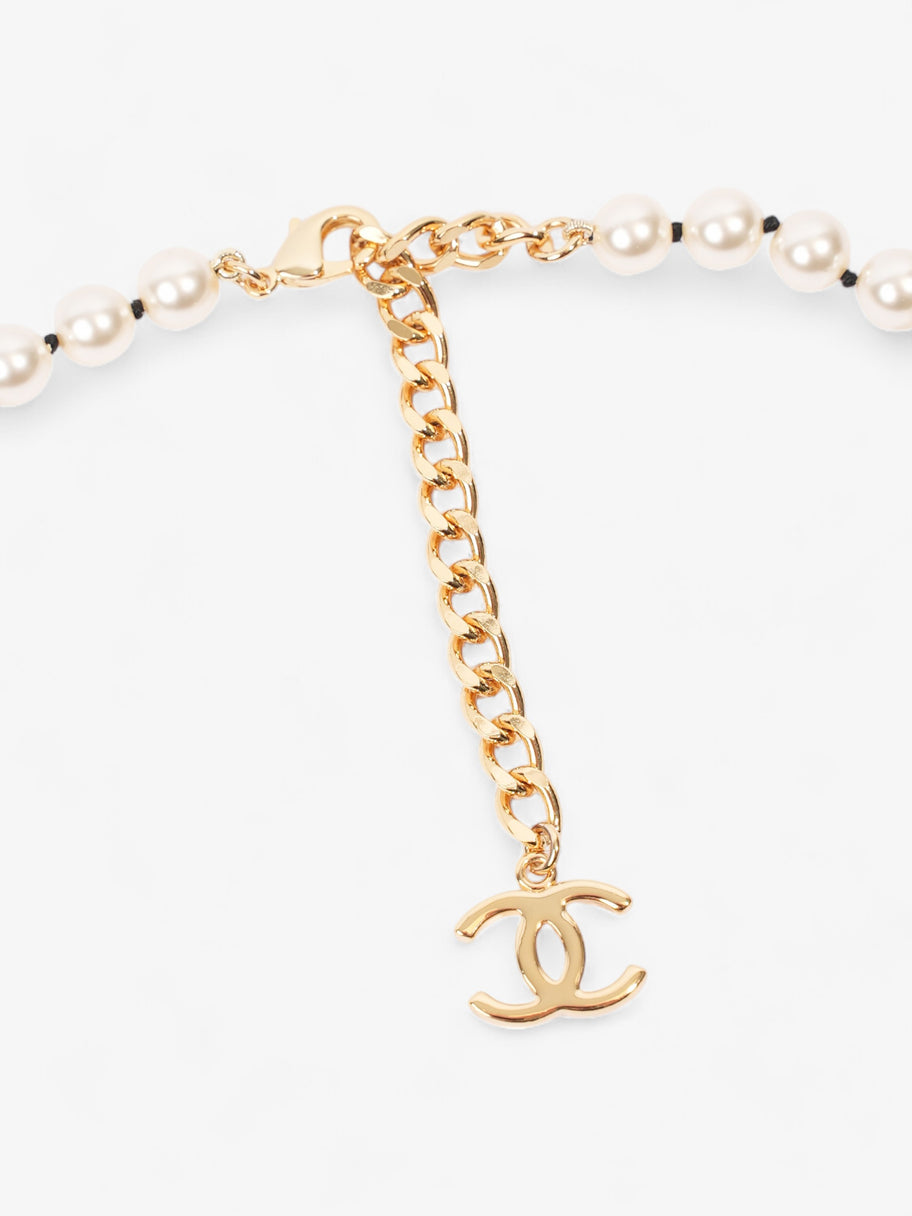 Chanel CC Pearl Necklace Gold Base Metal Image 2