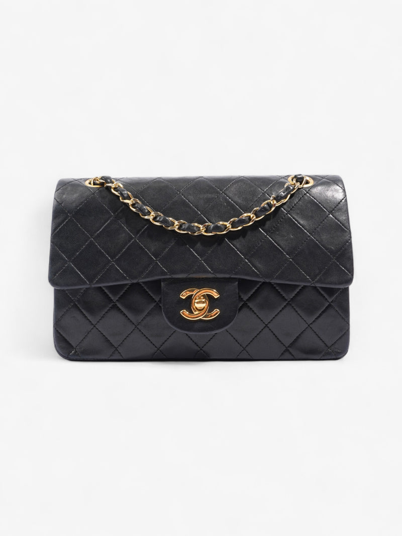  Chanel Classic Double Flap Black Lambskin Leather Small