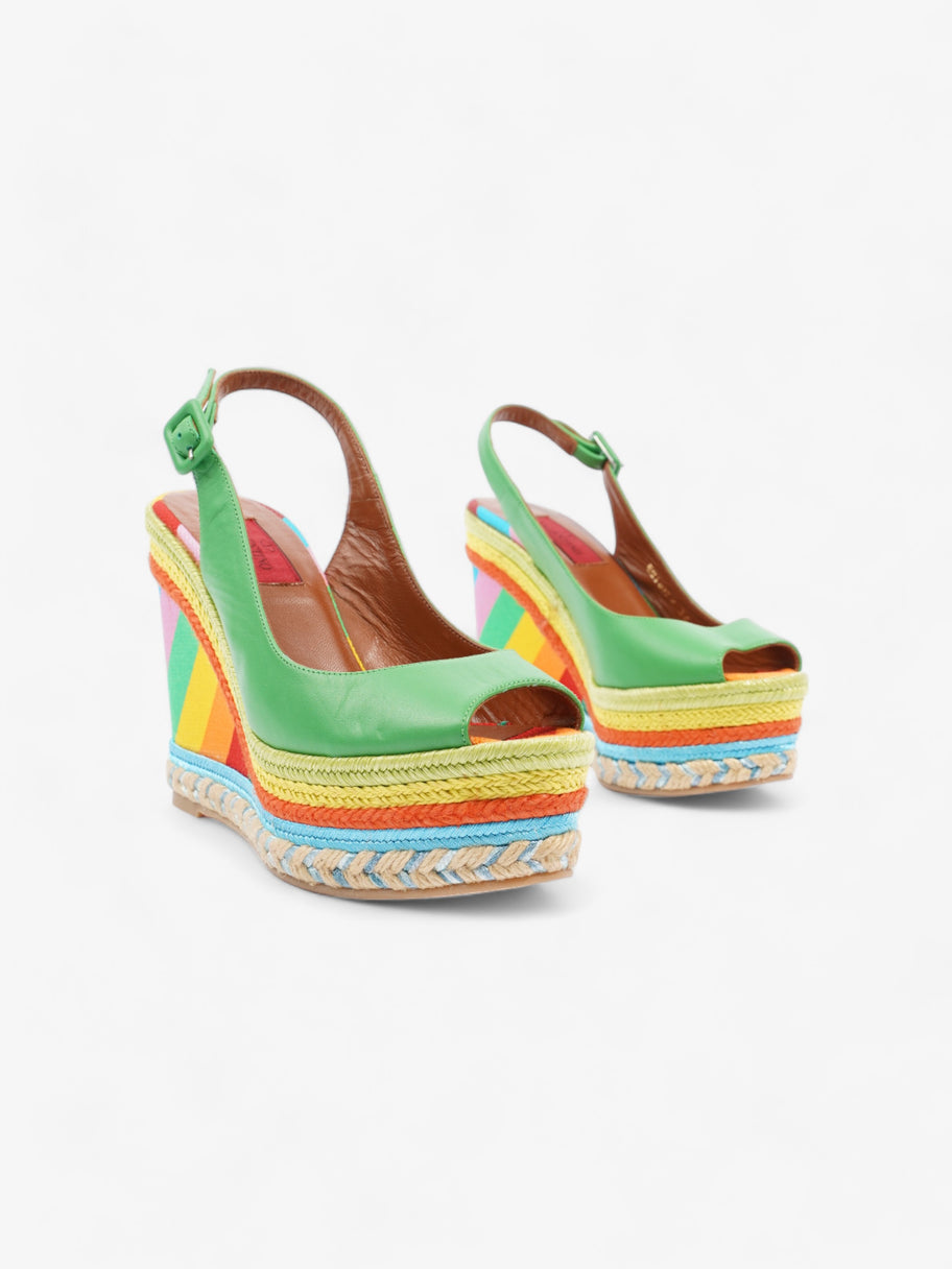 Rainbow Platform Wedges 110 Green / Multicolour  Leather EU 36 UK 3 Image 2