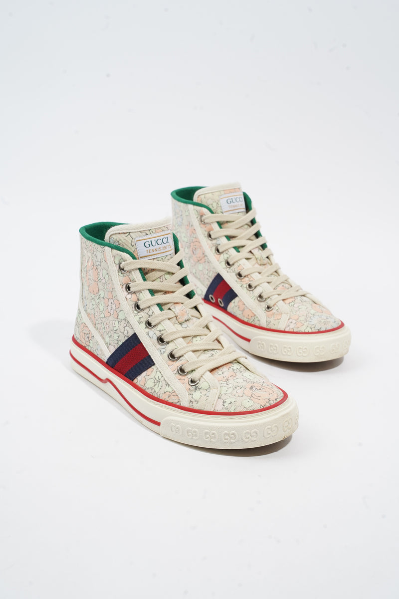  Gucci Tennis 1977 High Top Floral Print Canvas EU 35.5 UK 2.5