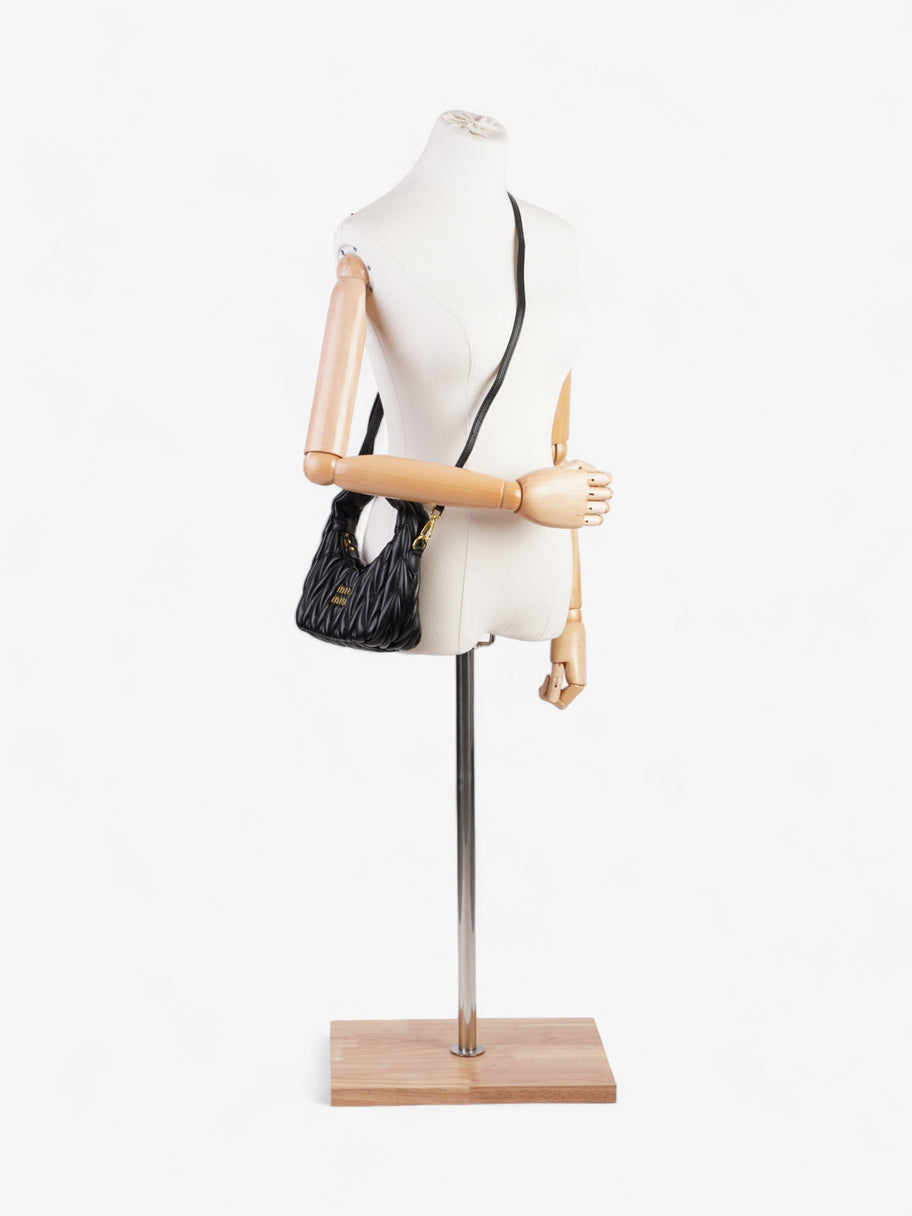 Miu Miu Hobo Bag Black Matelasse Leather Image 2