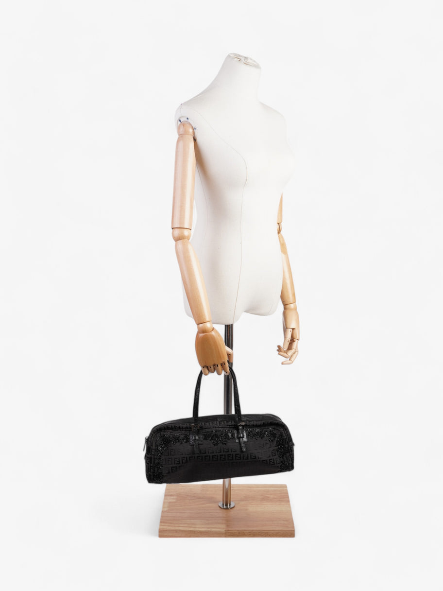 Fendi Embellished Bowler Bag Black Zucca Canvas Image 2