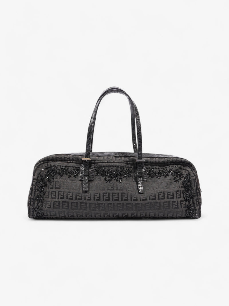  Fendi Embellished Bowler Bag Black Zucca Canvas