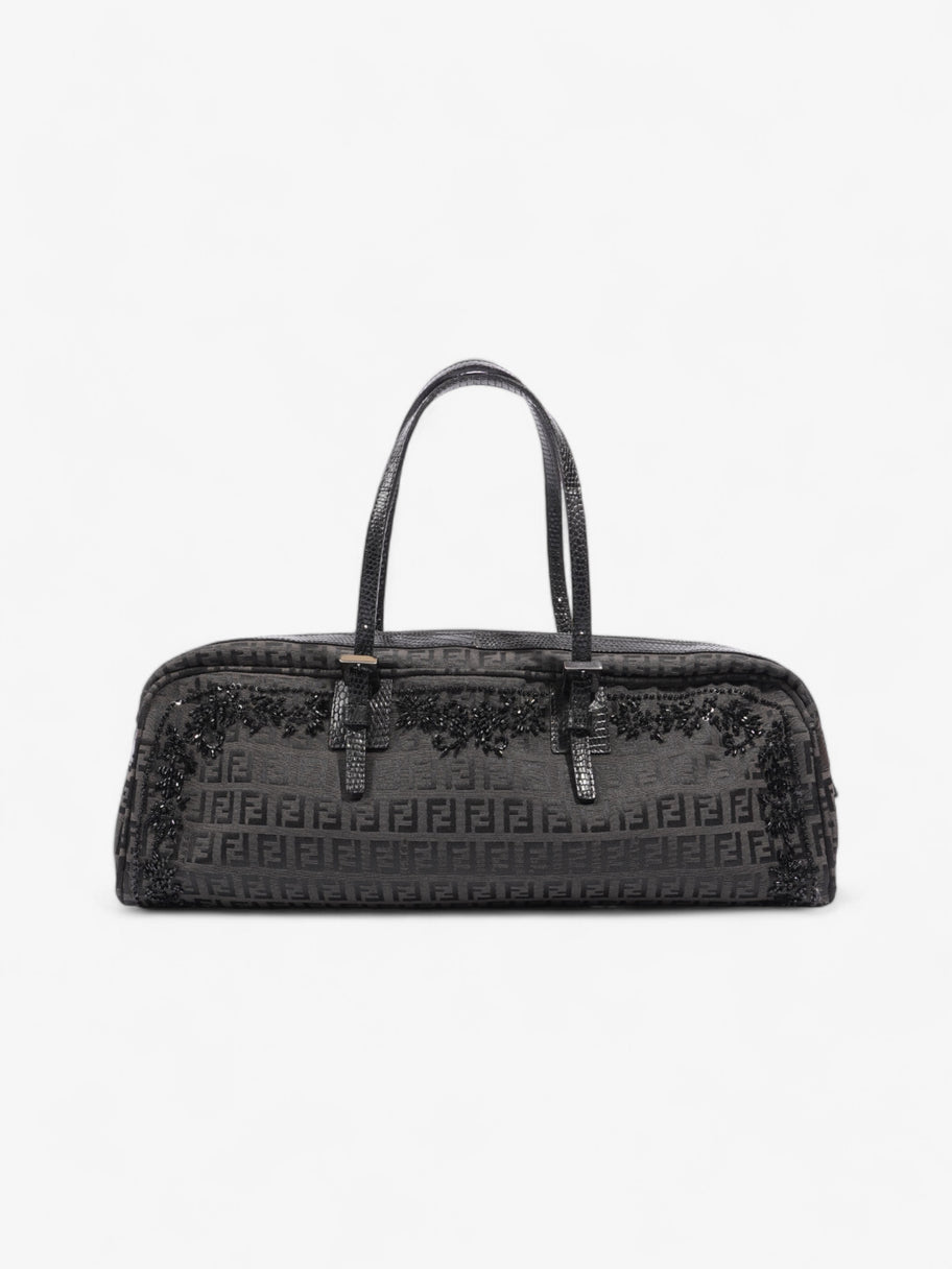 Fendi Embellished Bowler Bag Black Zucca Canvas Image 1