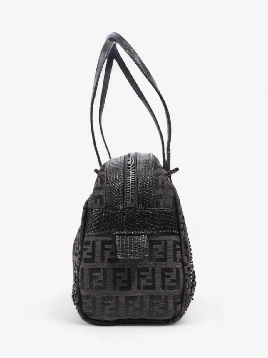 Fendi Embellished Bowler Bag Black Zucca Canvas Image 3