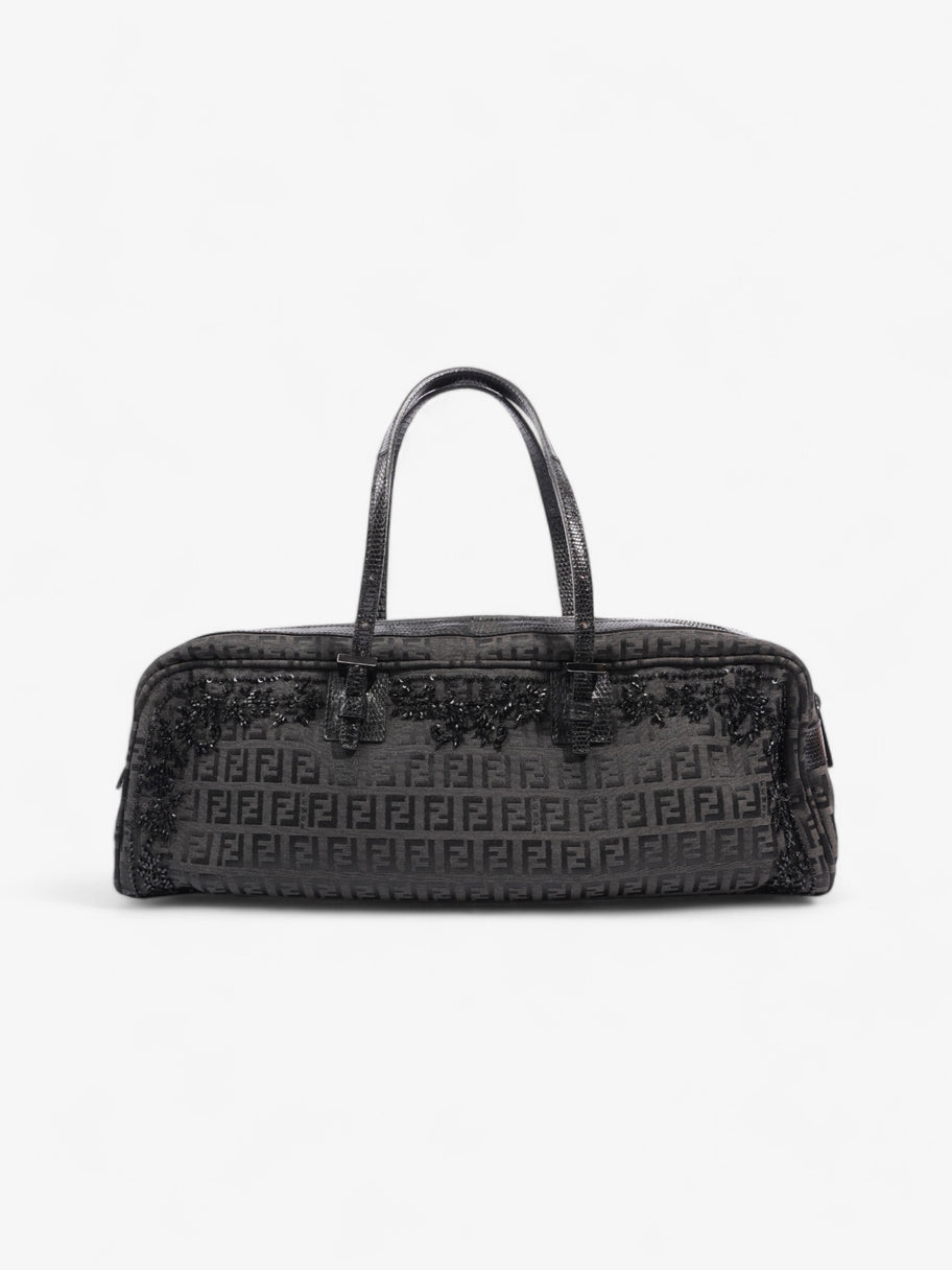 Fendi Embellished Bowler Bag Black Zucca Canvas Image 4