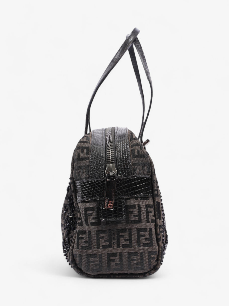 Fendi Embellished Bowler Bag Black Zucca Canvas Image 5