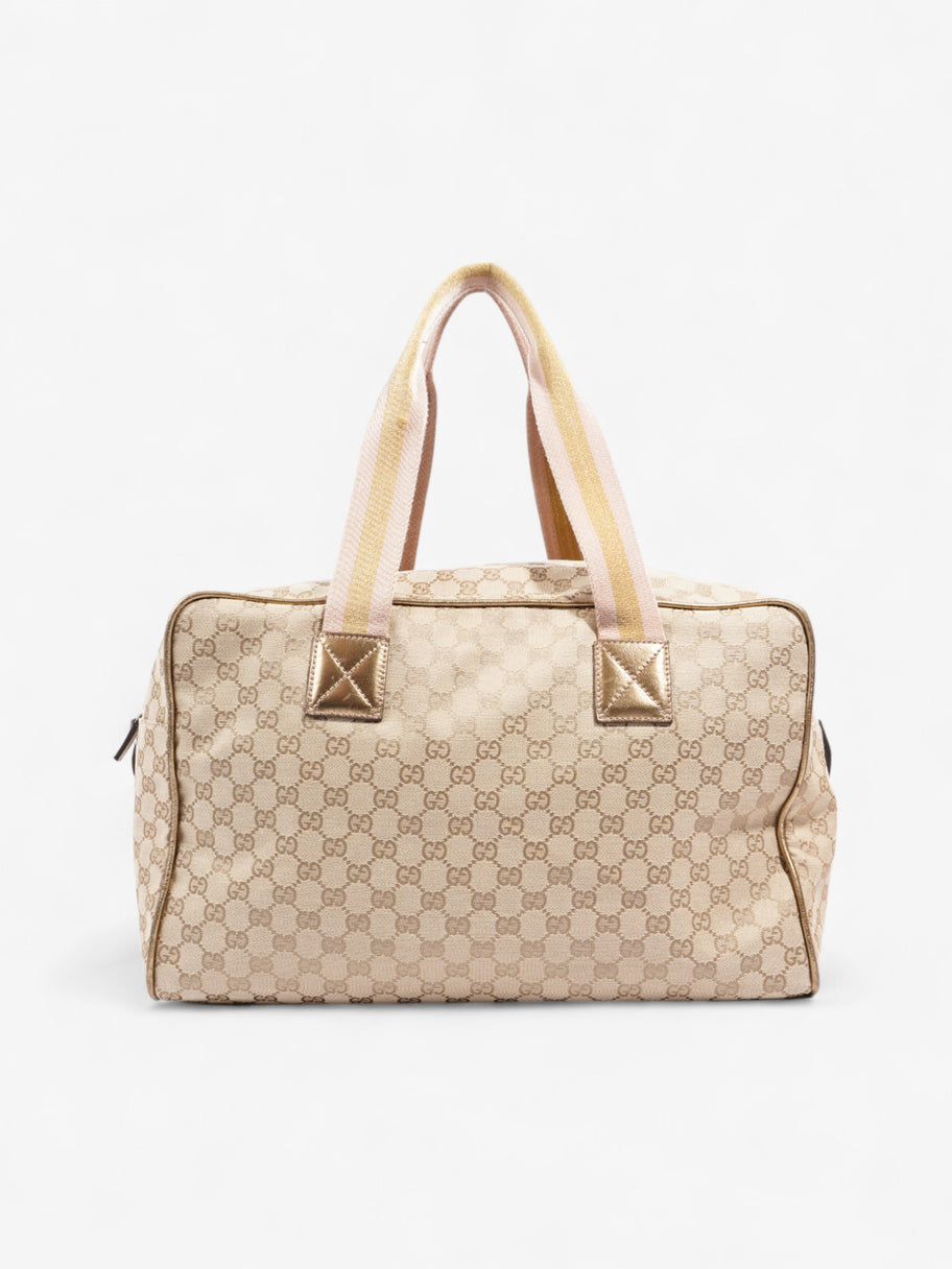 Gucci Interlocking G Travel Bag GG Supreme / Gold / Pink Canvas Image 4