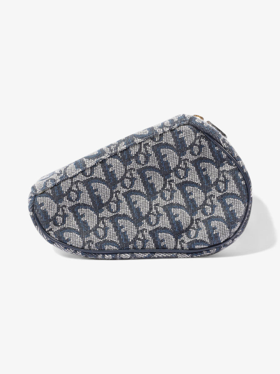 Christian Dior Trotter Saddle Pouch Blue Oblique Cotton Image 3