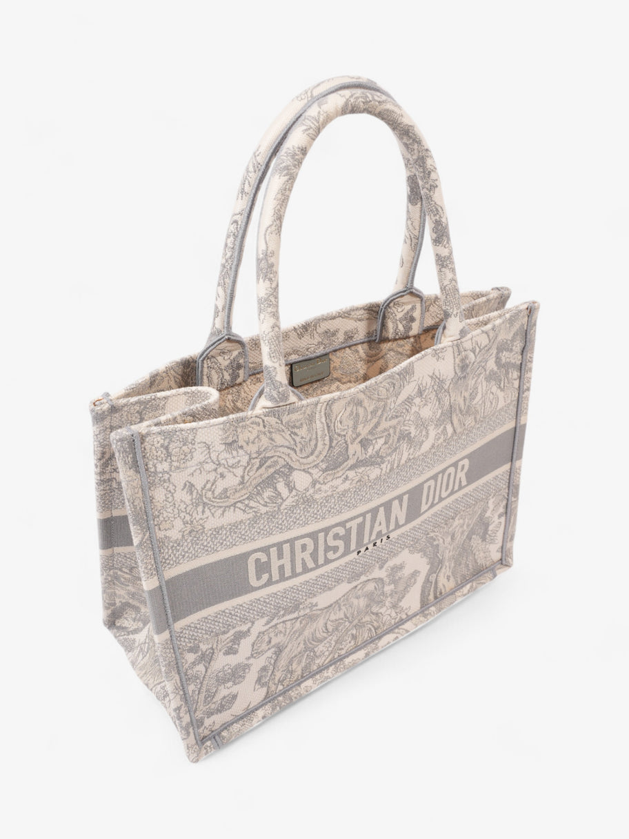 Christian Dior Book Tote Grey Oblique / White Cotton Medium Image 7