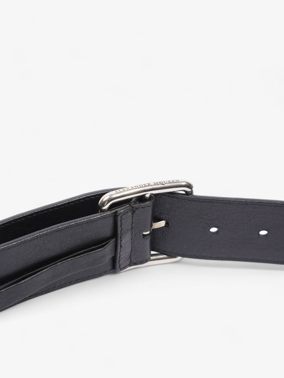 Alexander McQueen Square Buckle Belt Black Calfskin Leather 75cm 30