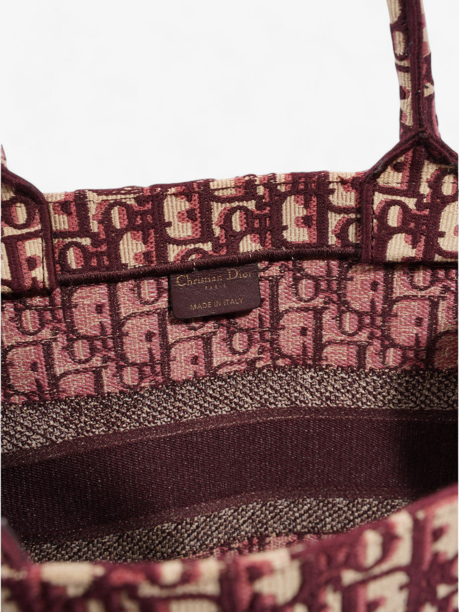 Christian Dior Book Tote Burgundy Oblique Cotton Medium Image 8