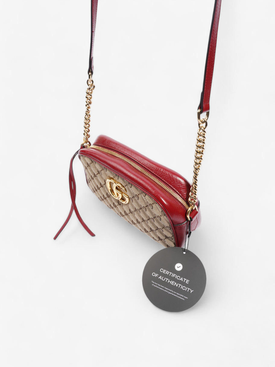 Gucci Marmont Chain Shoulder Beige / Red Canvas Small Image 9