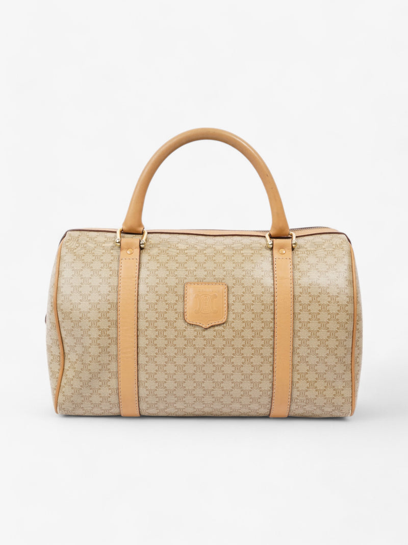  Celine Macadam Boston Bag Beige / Light Brown Coated Canvas