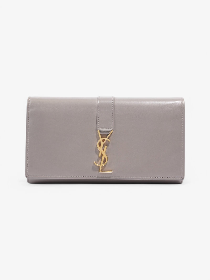  Saint Laurent Downtown Long Wallet Grey Calfskin Leather