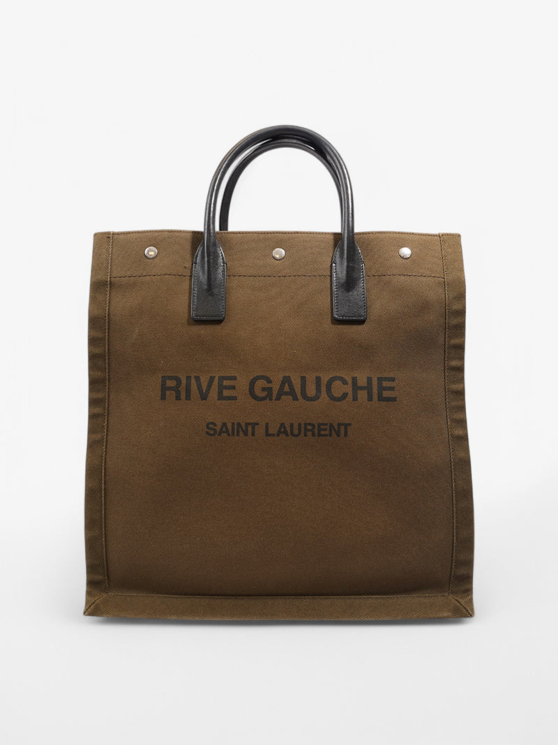  Saint Laurent Rive Gauche Tote Khaki / Black Canvas