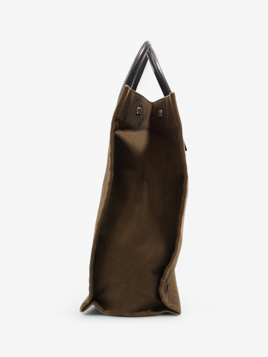 Saint Laurent Rive Gauche Tote Khaki / Black Canvas Image 3