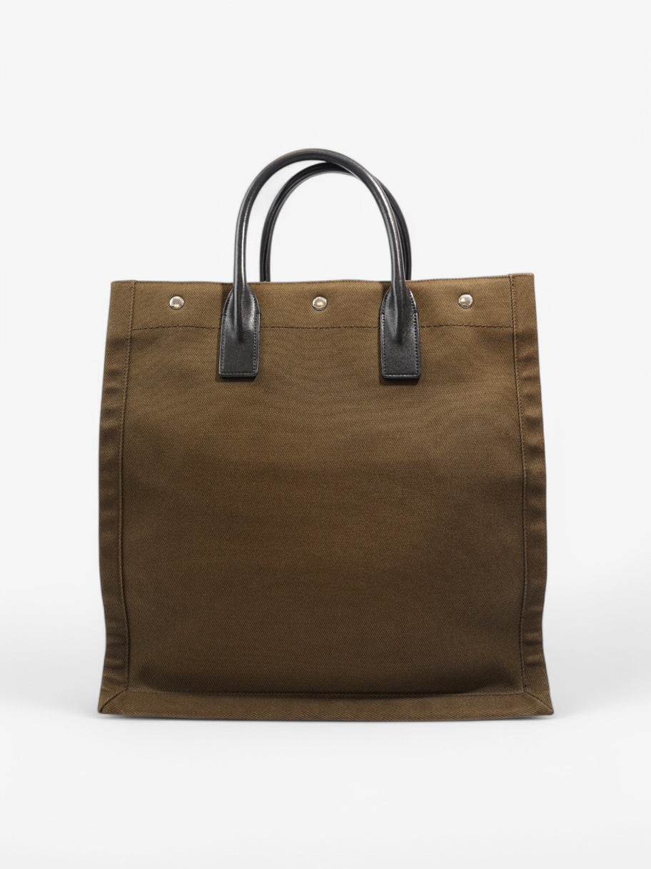 Saint Laurent Rive Gauche Tote Khaki / Black Canvas Image 4