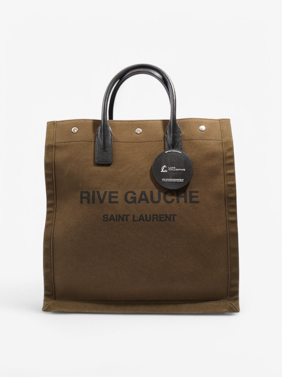 Saint Laurent Rive Gauche Tote Khaki / Black Canvas Image 9