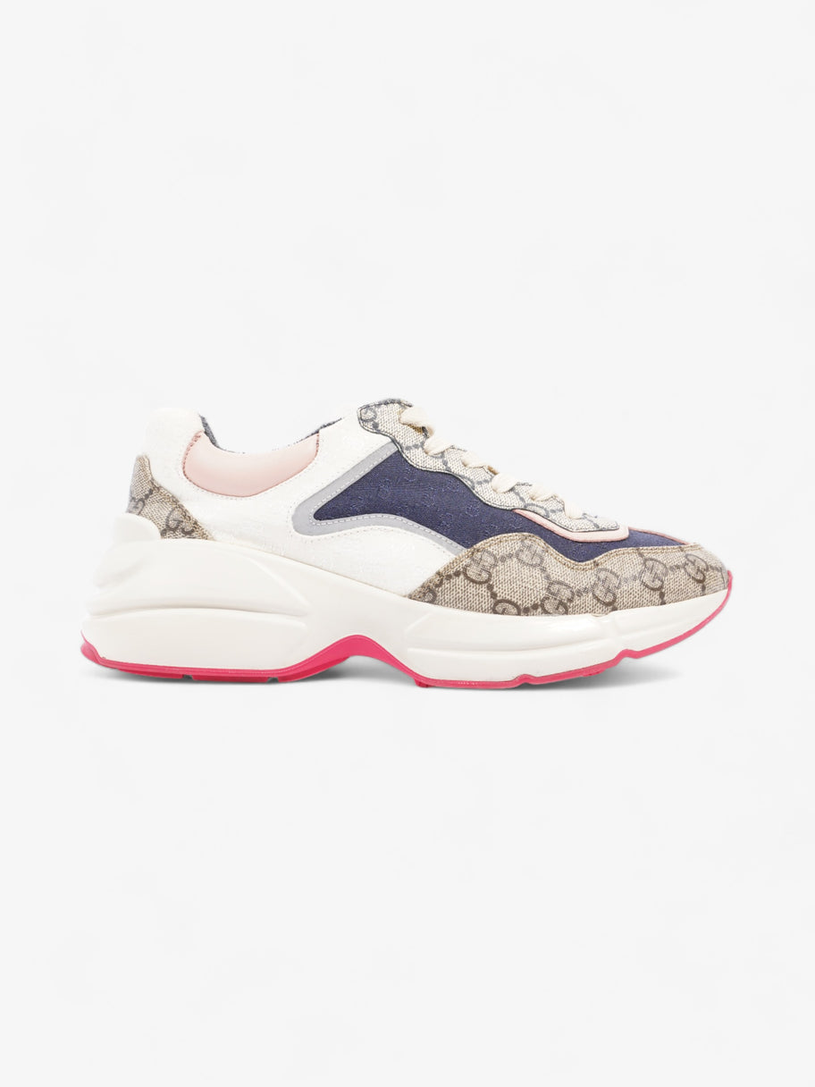 Rhyton Sneakers Beige Monogram / Navy  / Pink Canvas EU 37.5 UK 4.5 Image 1