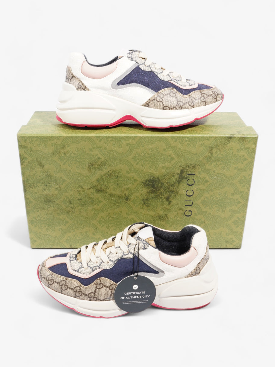 Rhyton Sneakers Beige Monogram / Navy  / Pink Canvas EU 37.5 UK 4.5 Image 10