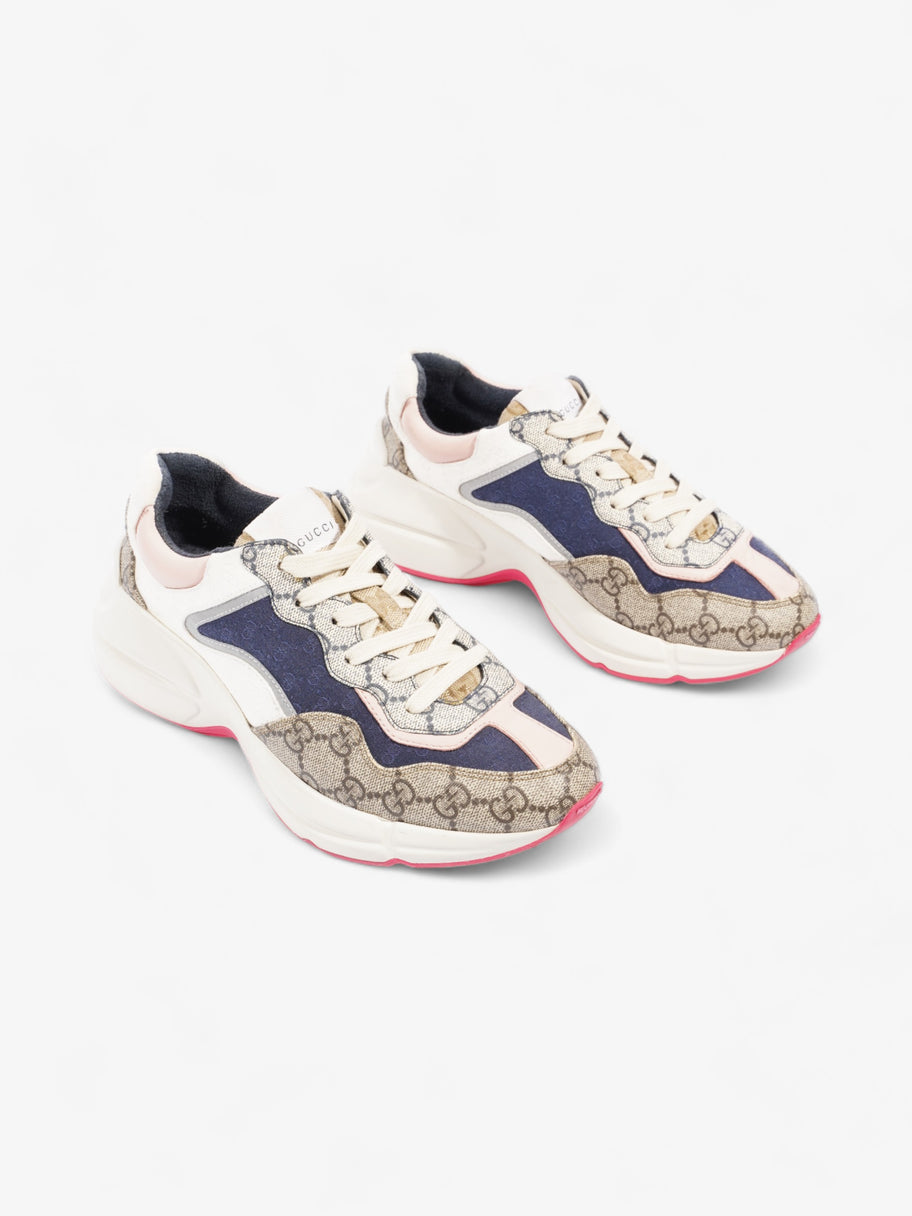 Rhyton Sneakers Beige Monogram / Navy  / Pink Canvas EU 37.5 UK 4.5 Image 2