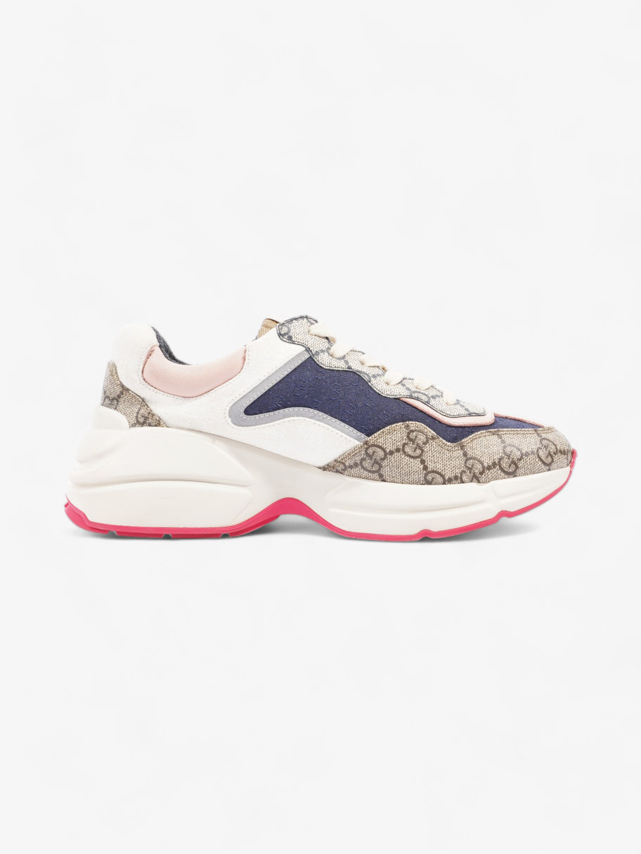 Rhyton Sneakers Beige Monogram / Navy  / Pink Canvas EU 37.5 UK 4.5 Image 4