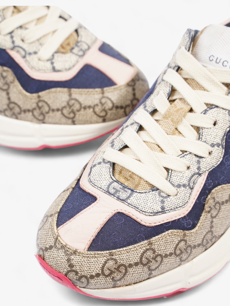 Rhyton Sneakers Beige Monogram / Navy  / Pink Canvas EU 37.5 UK 4.5 Image 9