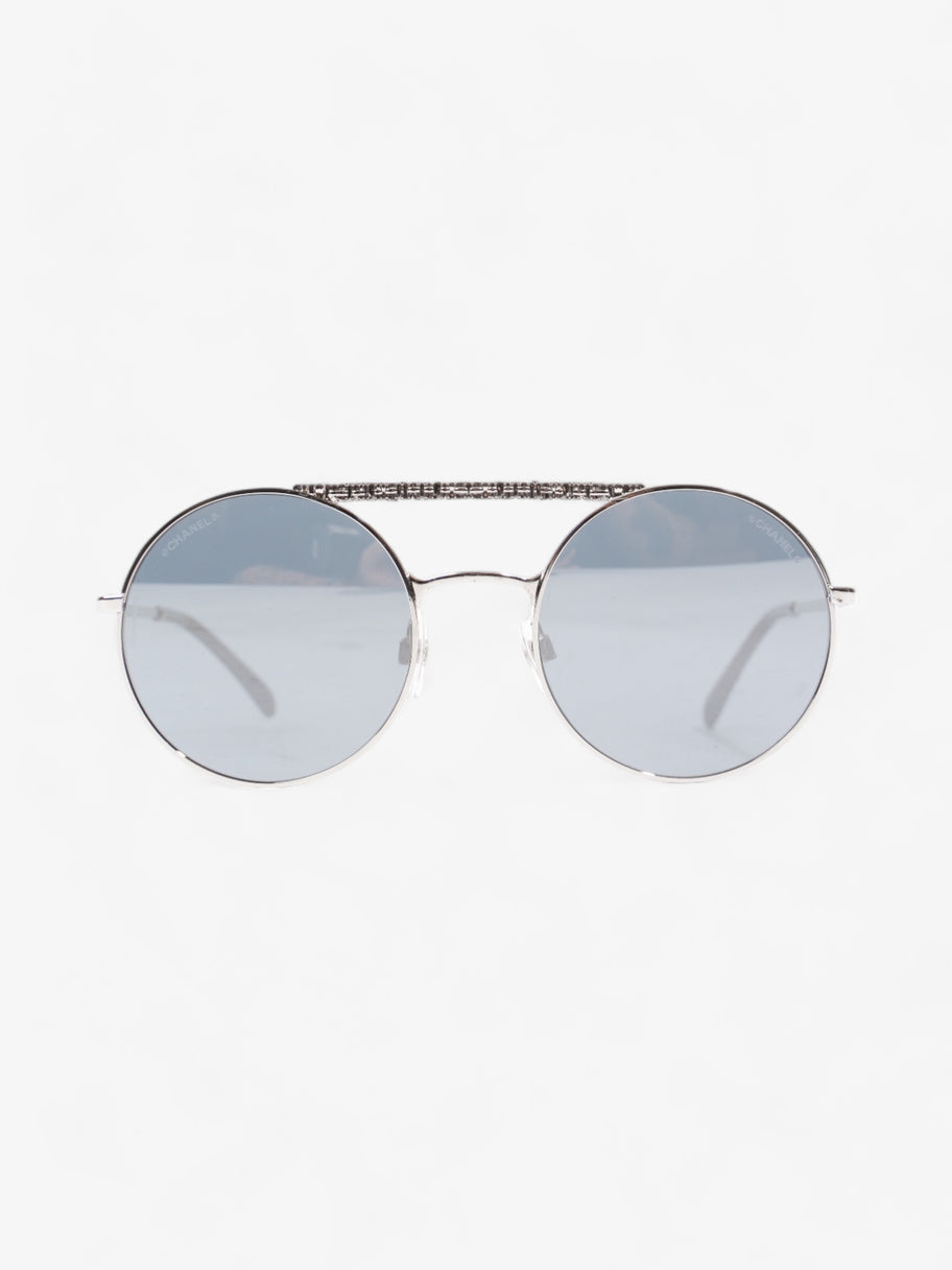 Chanel Round Sunglasses Silver Acetate 140mm Image 1