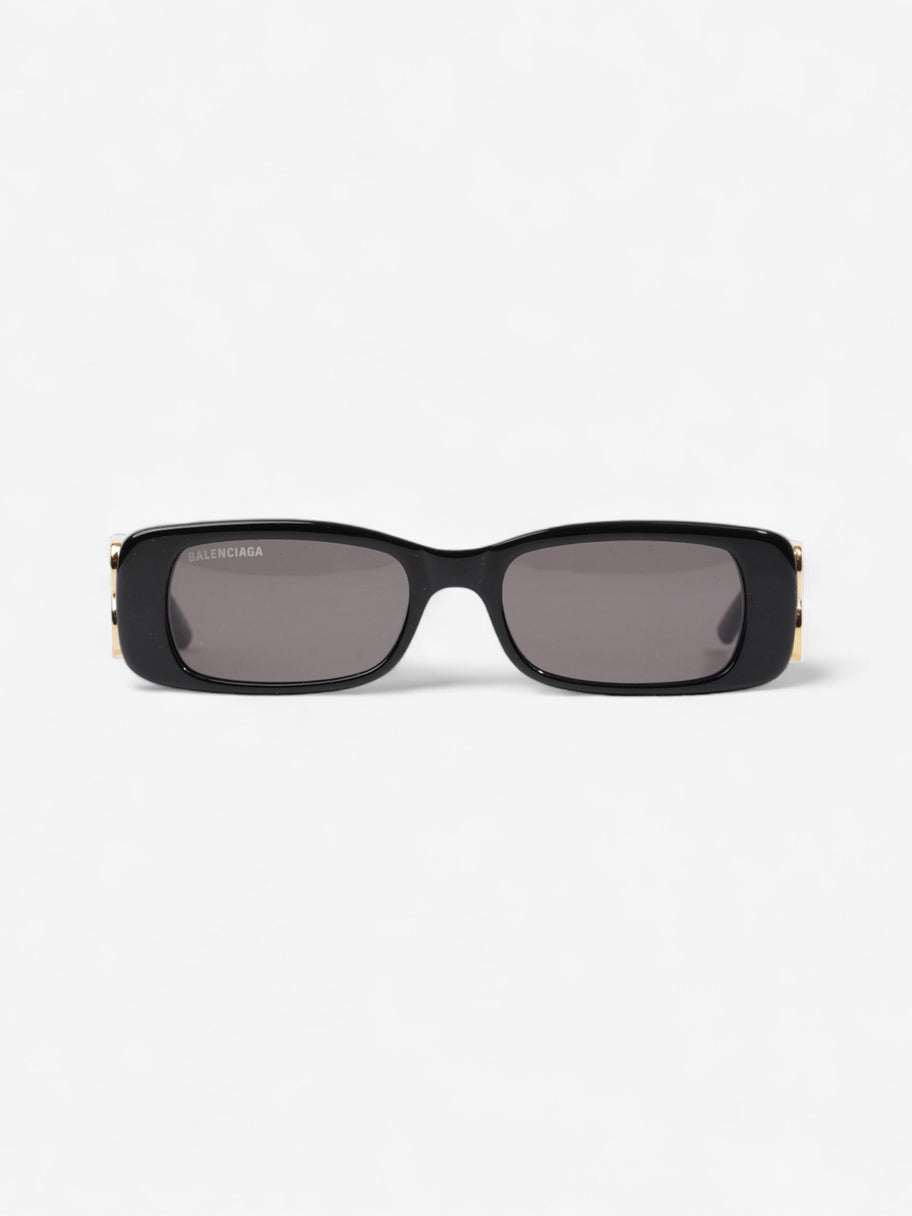 Balenciaga Small Rectangle Sunglasses Black / Gold Acetate 130mm Image 1