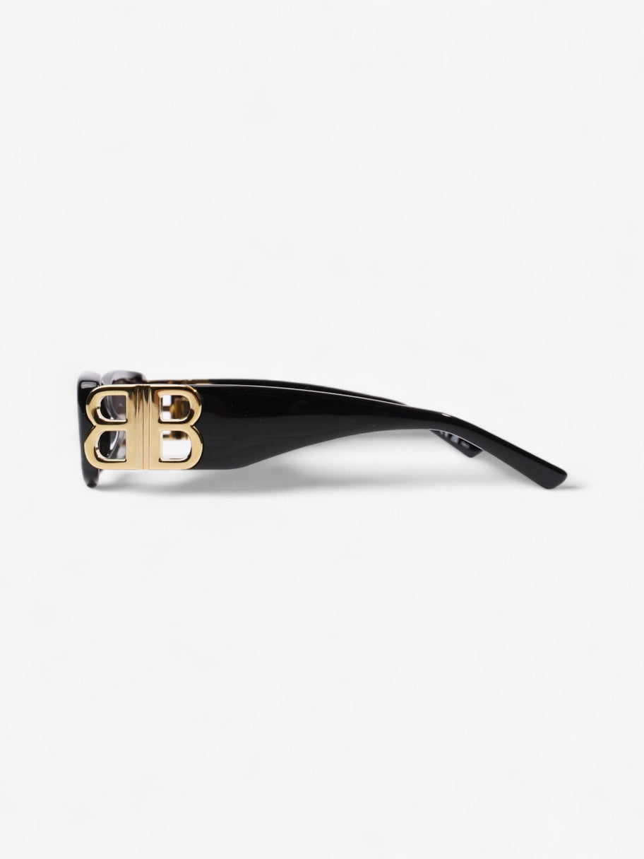 Balenciaga Small Rectangle Sunglasses Black / Gold Acetate 130mm Image 2