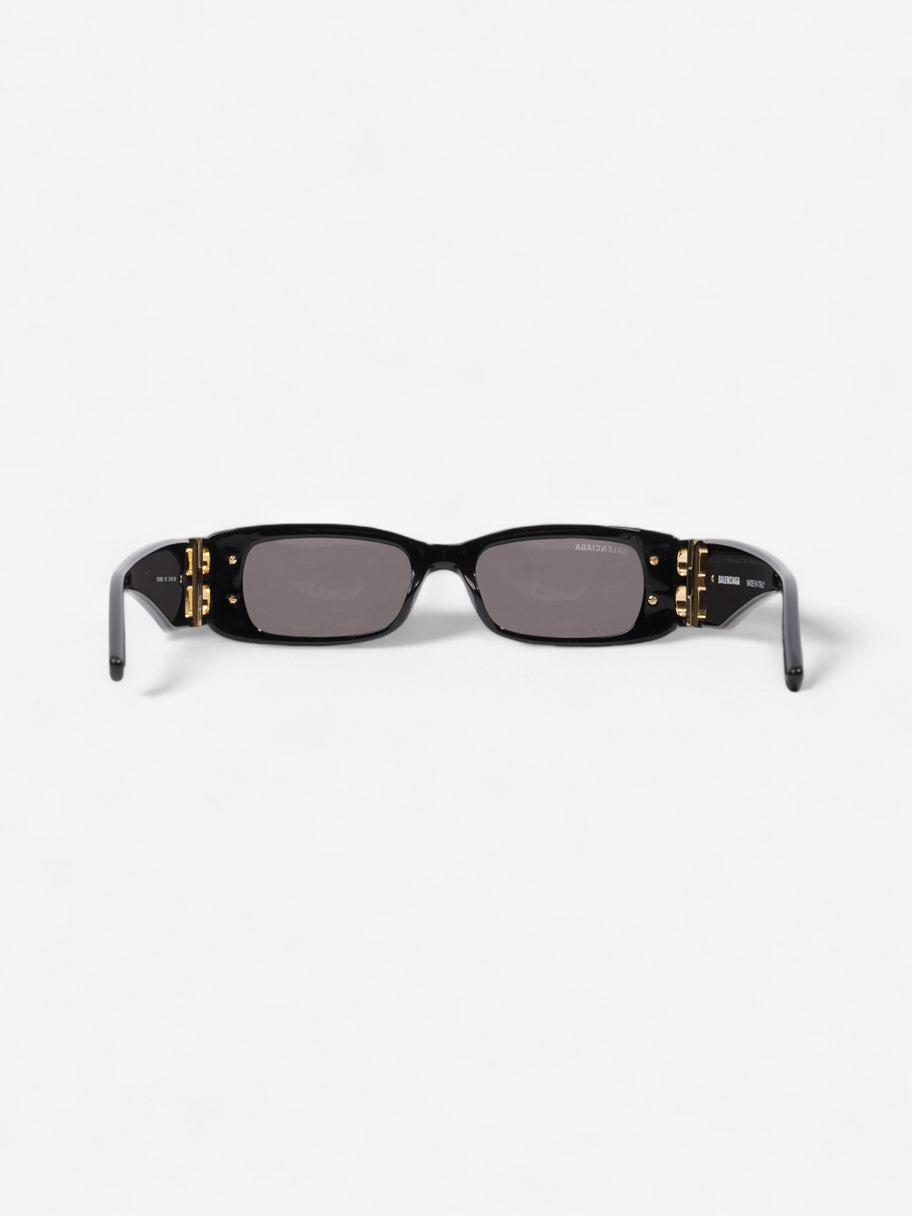 Balenciaga Small Rectangle Sunglasses Black / Gold Acetate 130mm Image 3