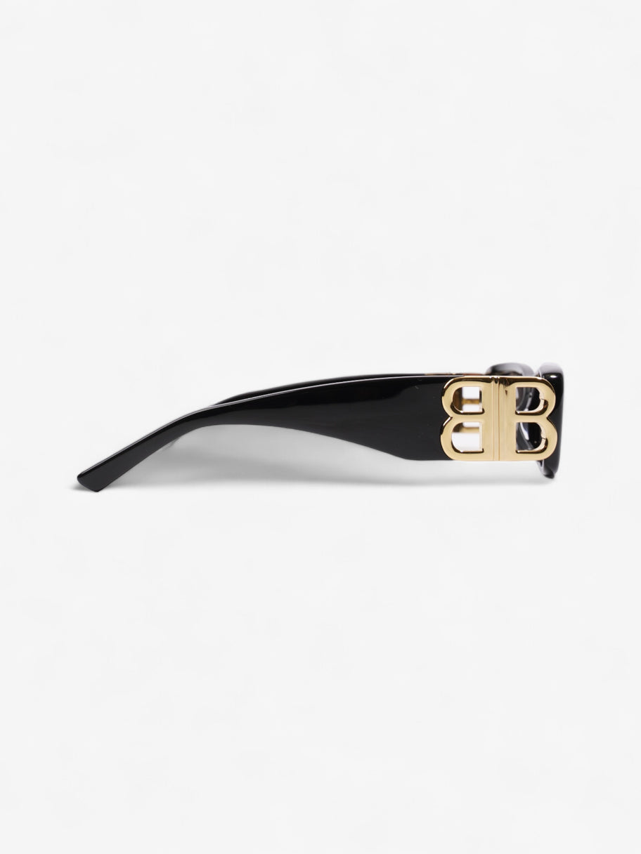 Balenciaga Small Rectangle Sunglasses Black / Gold Acetate 130mm Image 4