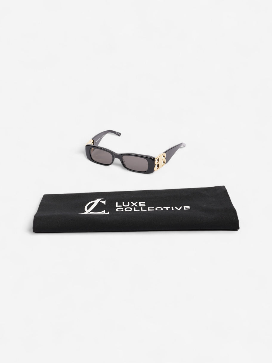 Balenciaga Small Rectangle Sunglasses Black / Gold Acetate 130mm Image 8