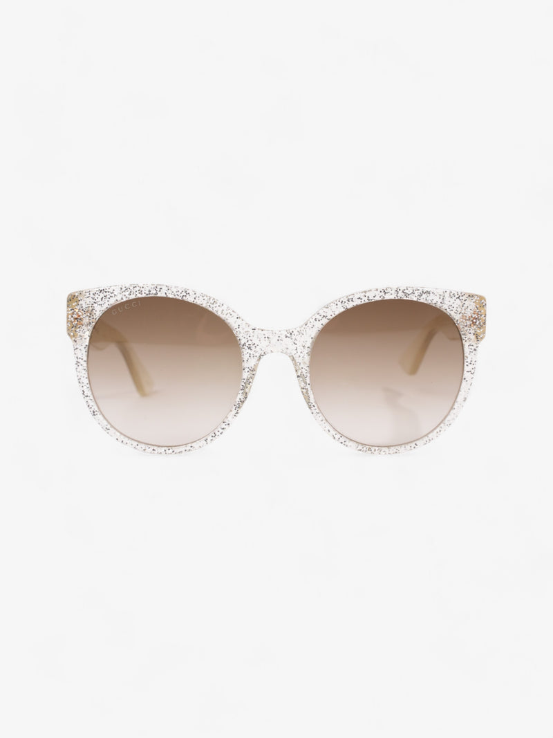  Gucci Sunglasses GG0035S Silver Glitter Acetate 140mm