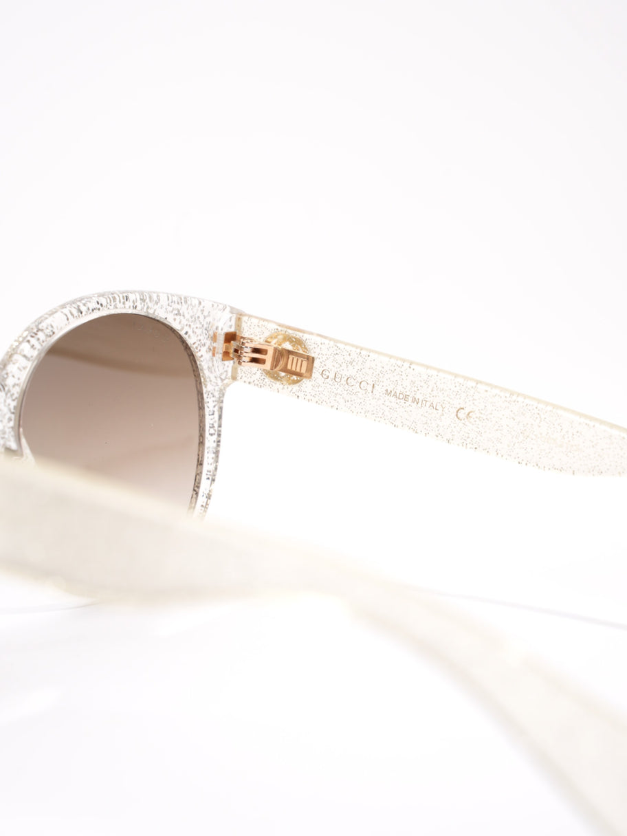 Gucci Sunglasses GG0035S Silver Glitter Acetate 140mm Image 6