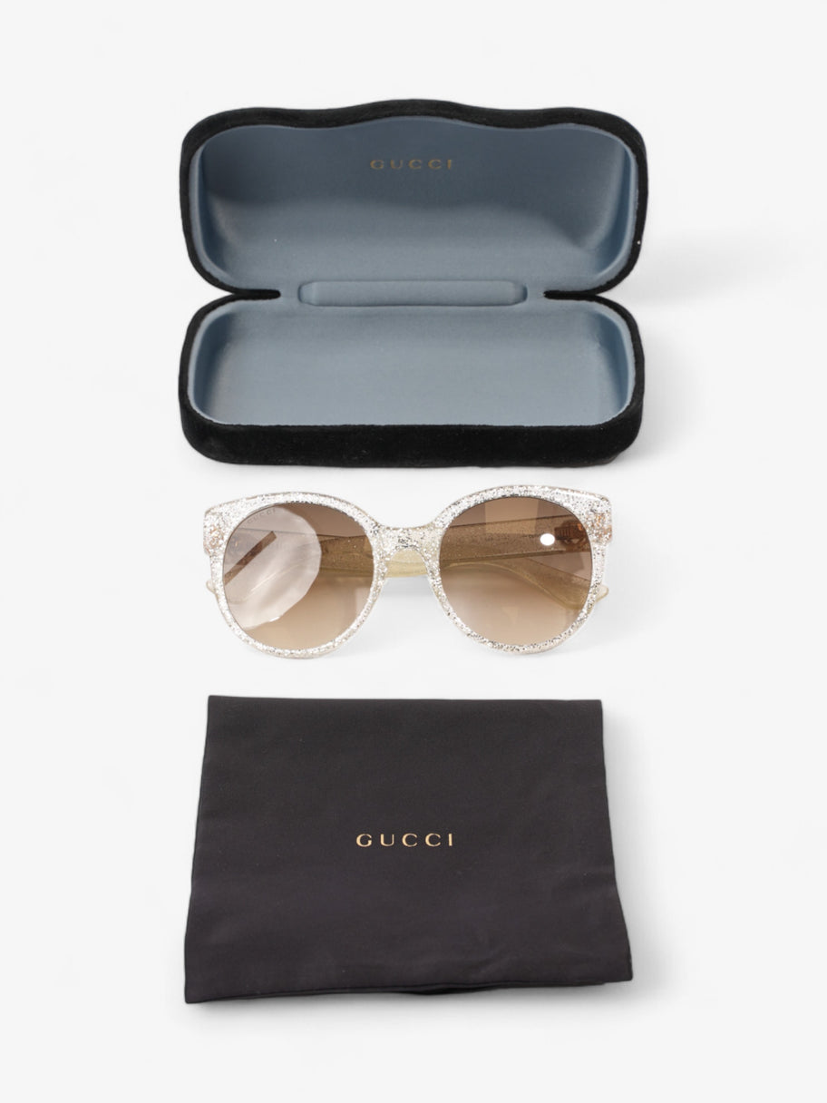 Gucci Sunglasses GG0035S Silver Glitter Acetate 140mm Image 8