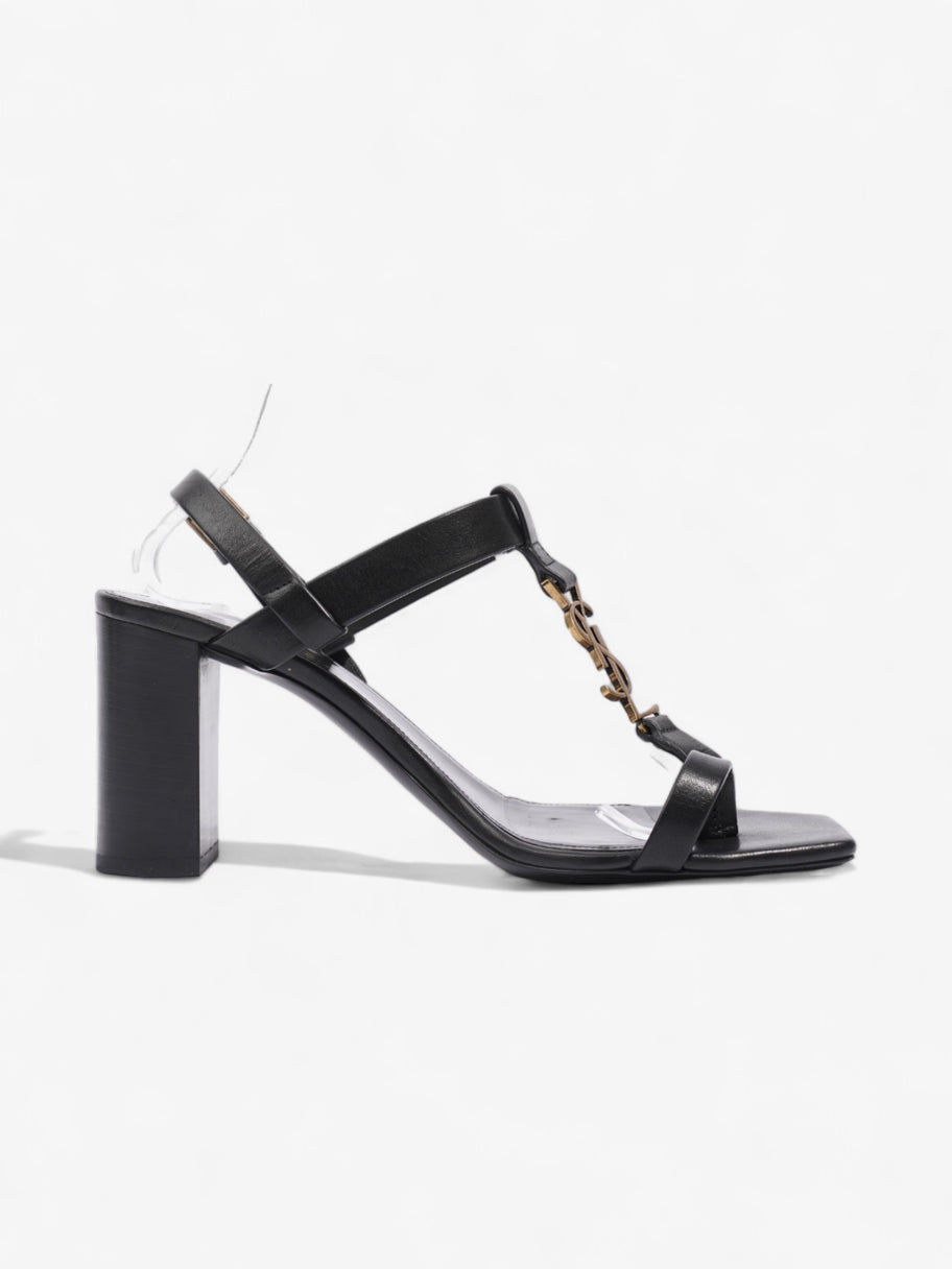 Saint Laurent Cassandre Heeled Sandals 75mm Black / Gold Leather EU 39 UK 6 Image 1