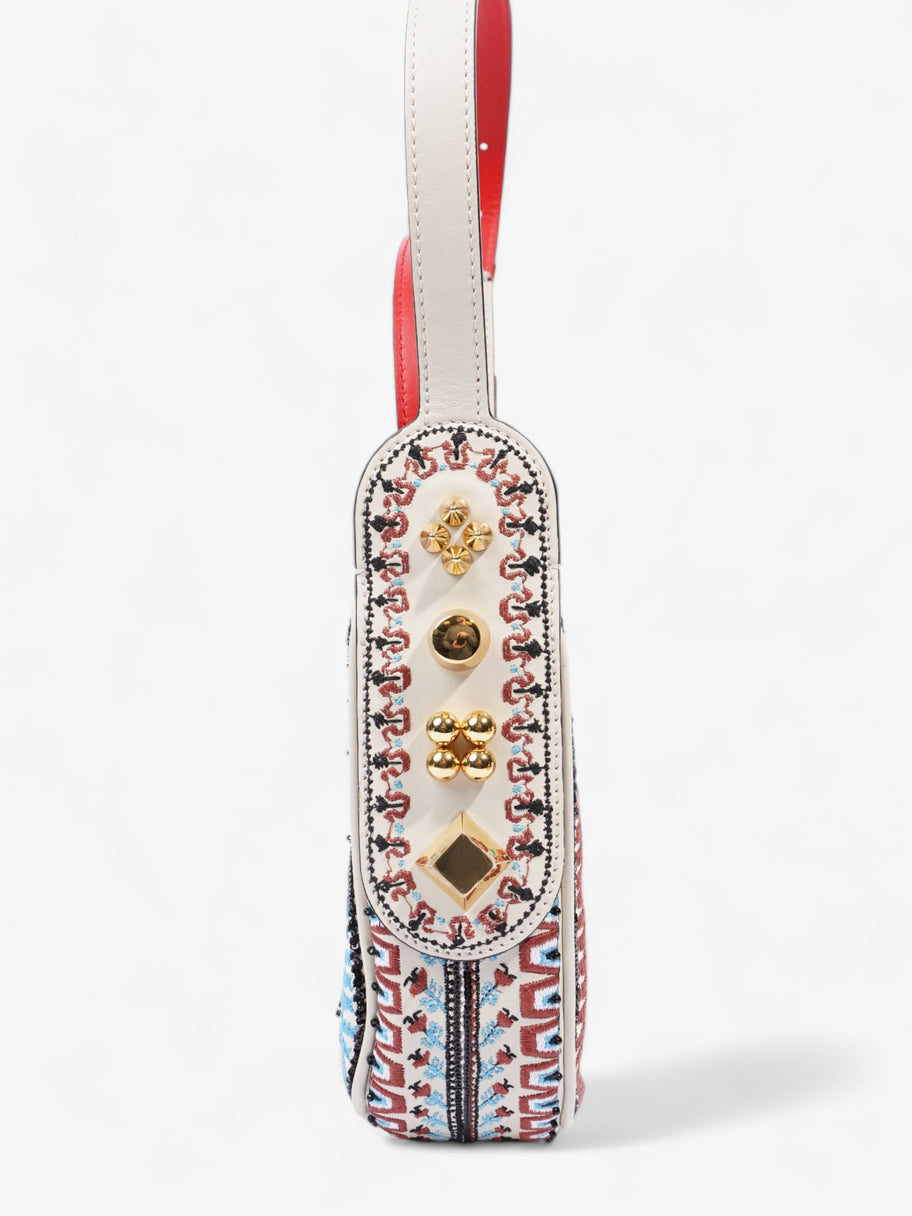 Christian Louboutin Carasky Loubi Mini Embroidered Cream Multicolour Embroidery Cotton Image 4