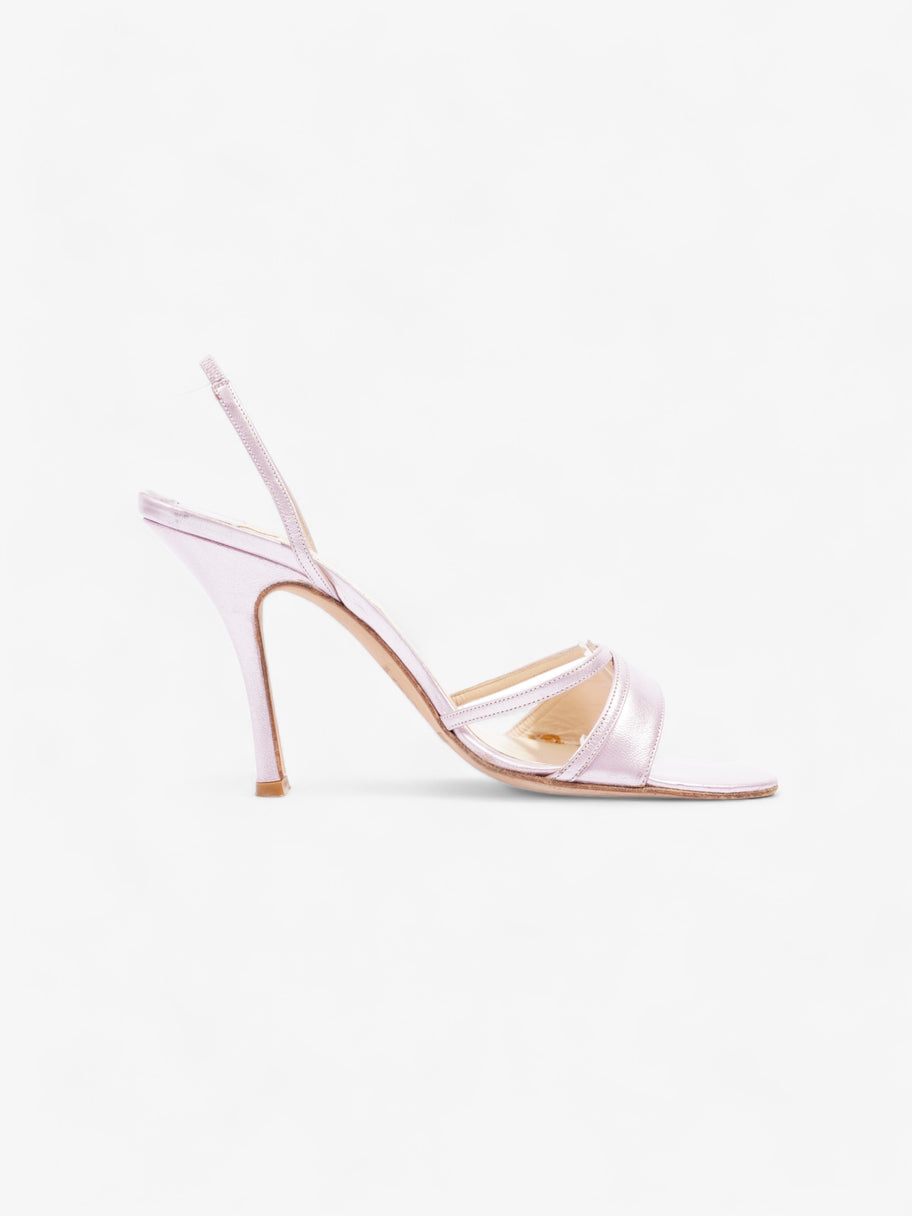 Jimmy Choo Slingback Sandals  80mm Metallic Pink Leather EU 39 UK 6 Image 4