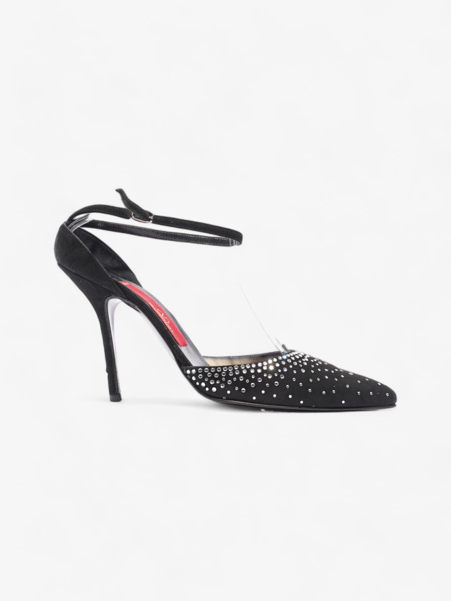 Valentino Diamante Pointed Heels 100mm Black Suede EU 38.5 UK 5.5 Image 1